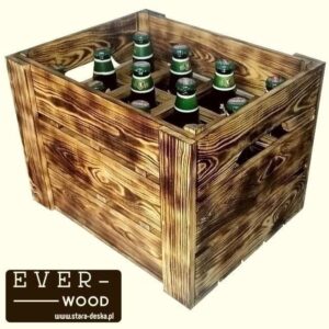 Skrzynka na piwo - 12 butelek - drewno opalane